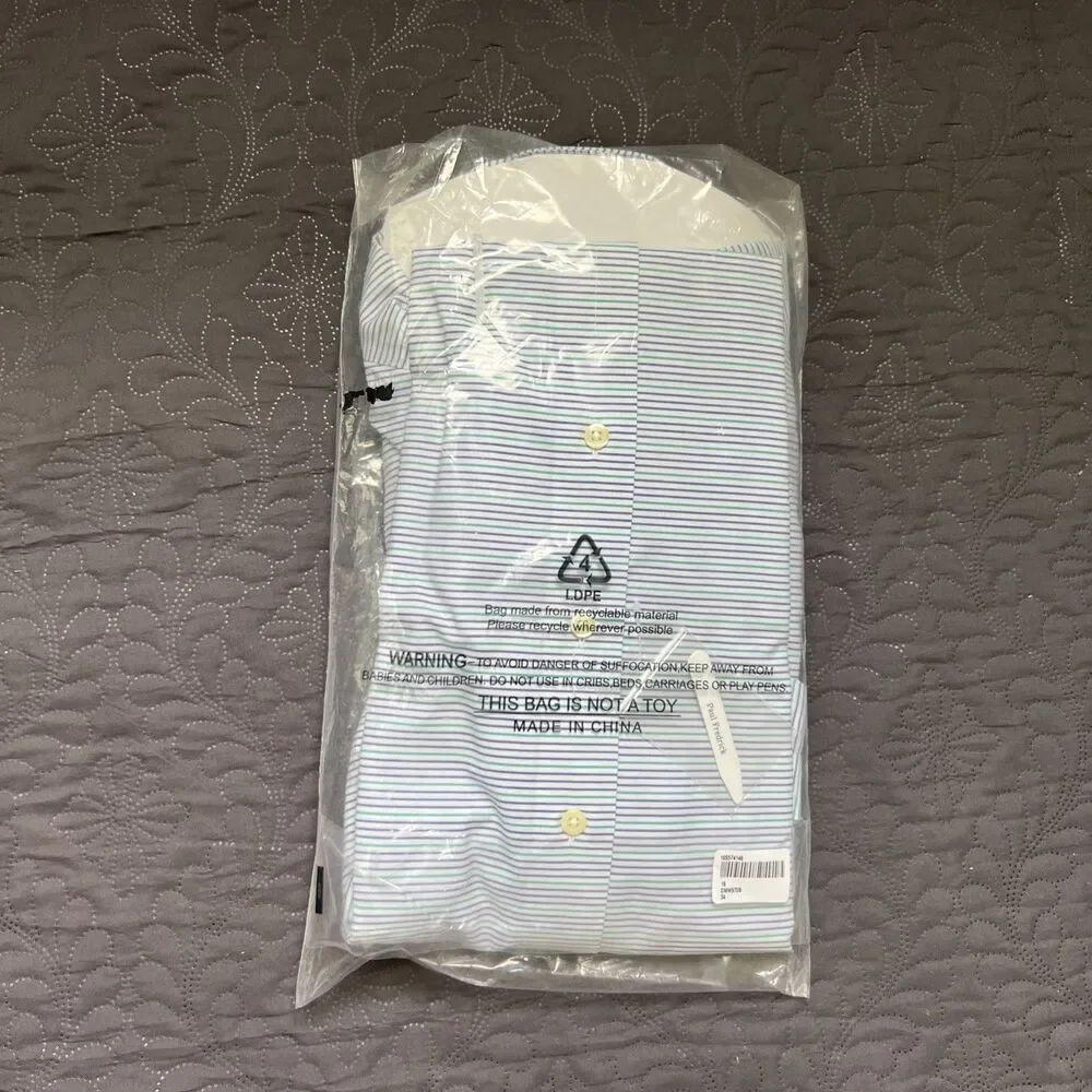 Paul Fredrick Non-Iron Two Ply Cotton Broadcloth Stripes Monogrammed EDE 16-34